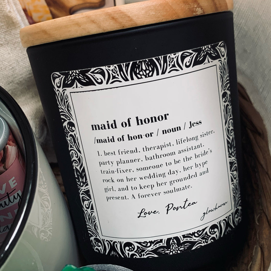 MAID OF HONOR / BRIDESMAID CANDLE For proposal gift boxes wedding party planning bridal party